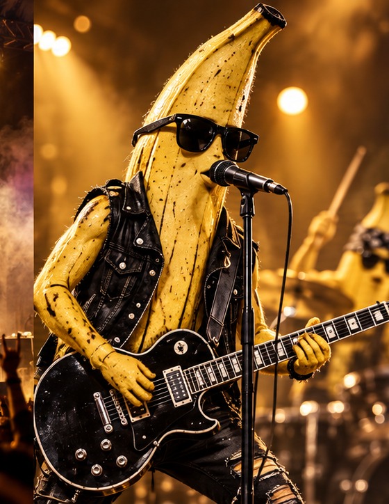 Lead banana vocalist at the microphone